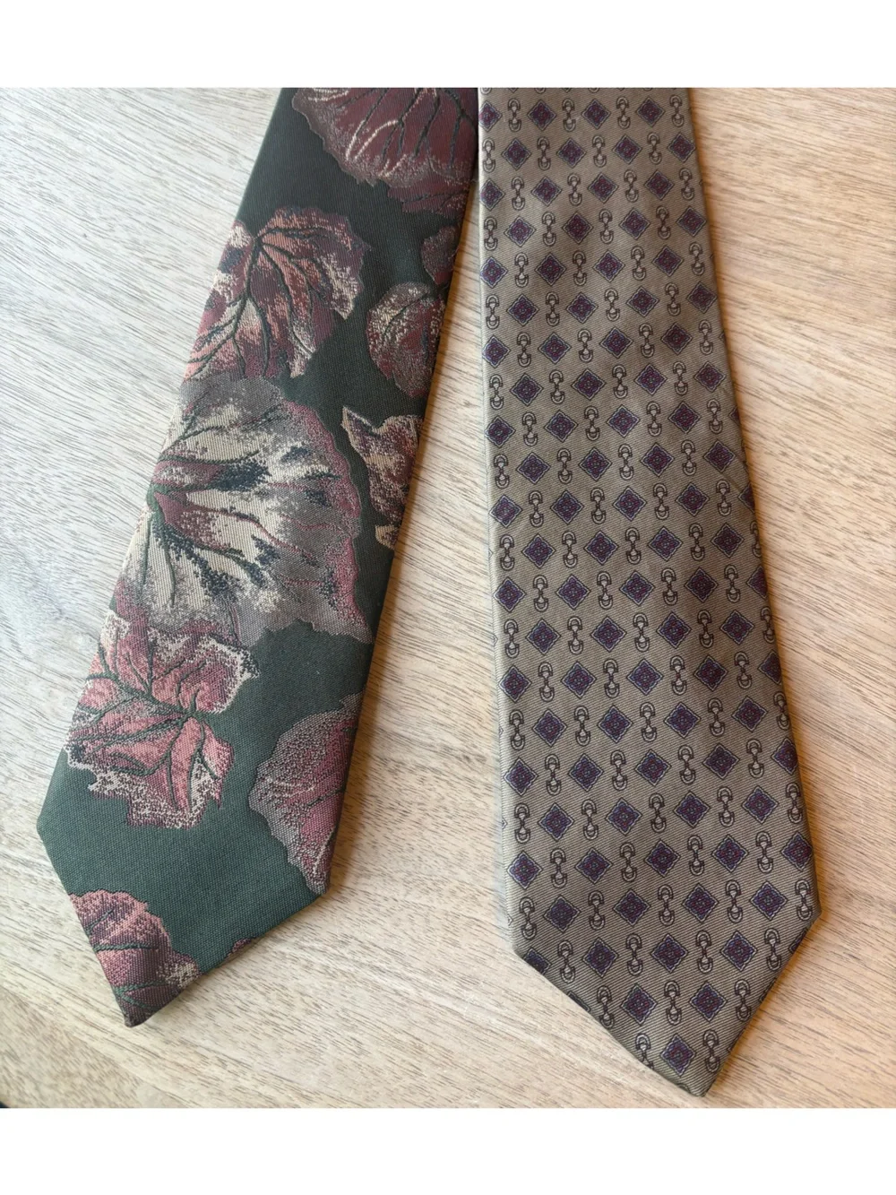 Vintage 2 Tie Bundle - Roland Charles Mathias Inc. Pattern Botanical Classic